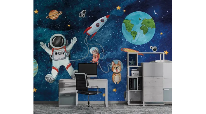 Star Voyager – Rocket & Space Themed Wallpaper for Kids