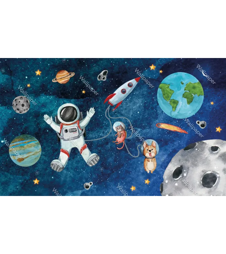 Star Voyager – Rocket & Space Themed Wallpaper for Kids
