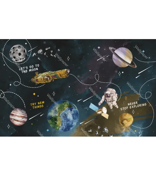 Astro Pioneers – Futuristic Space Wallpaper for Kids | Art Vision Decor