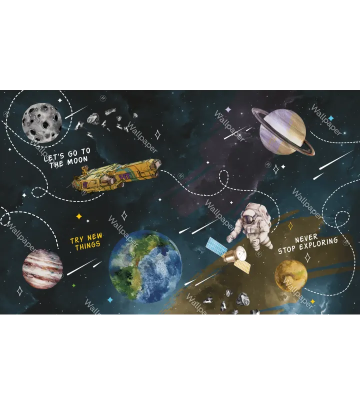 Astro Pioneers – Futuristic Space Wallpaper for Kids | Art Vision Decor