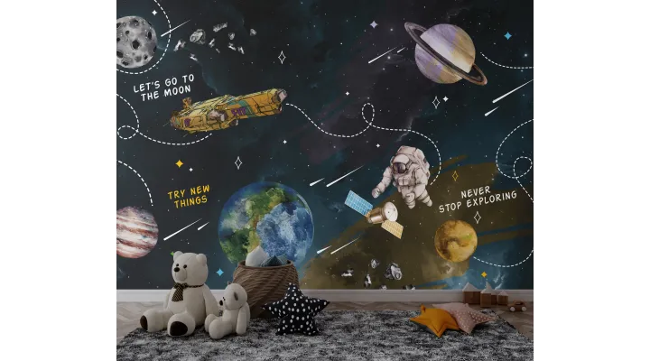 Astro Pioneers – Futuristic Space Wallpaper for Kids | Art Vision Decor