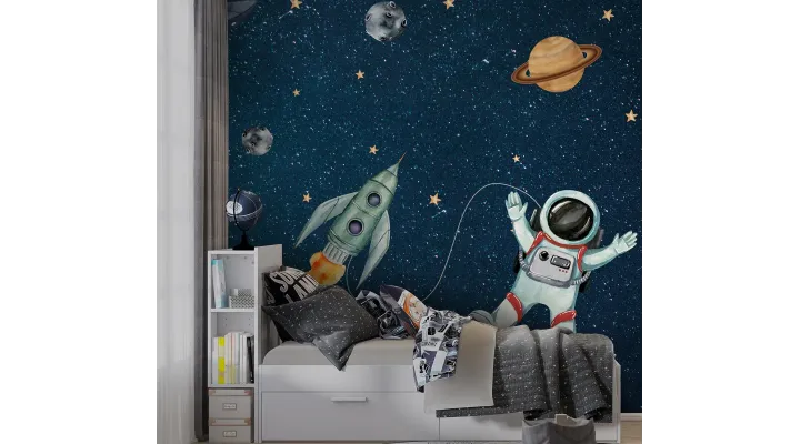 Galactic Game – Fun & Playful Space Adventure Wallpaper for Kids | Art Vision Decor