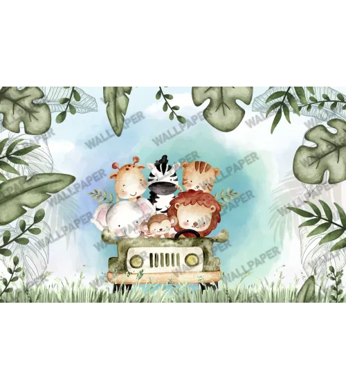 Safari Adventure – Cute Safari Animal Wallpaper for Kids | Art Vision Decor