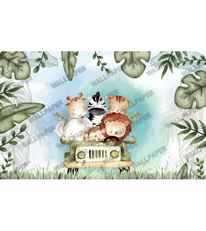Safari Adventure – Cute Safari Animal Wallpaper for Kids | Art Vision Decor
