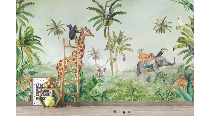 Roaring Safari – Jungle Animal Mural for Kids | Art Vision Decor