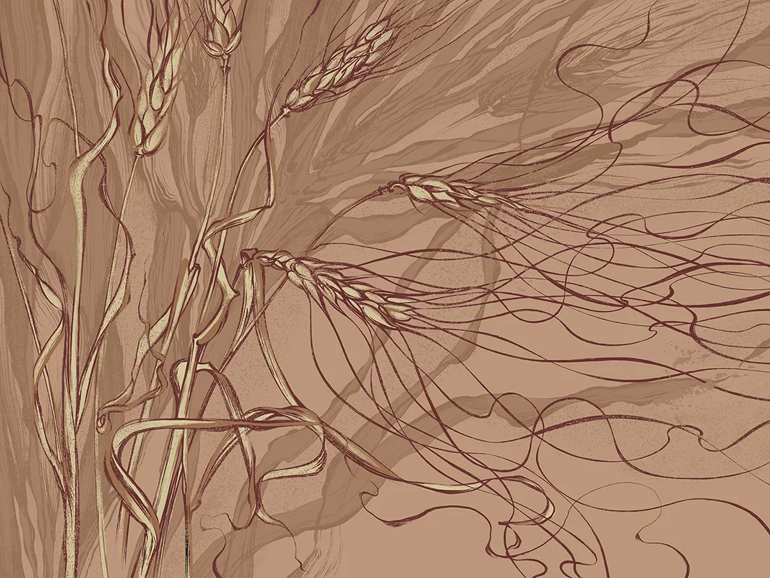 Golden Flow – Elegant Wallpaper with Grain-Inspired Graphics | ART VISION DECOR