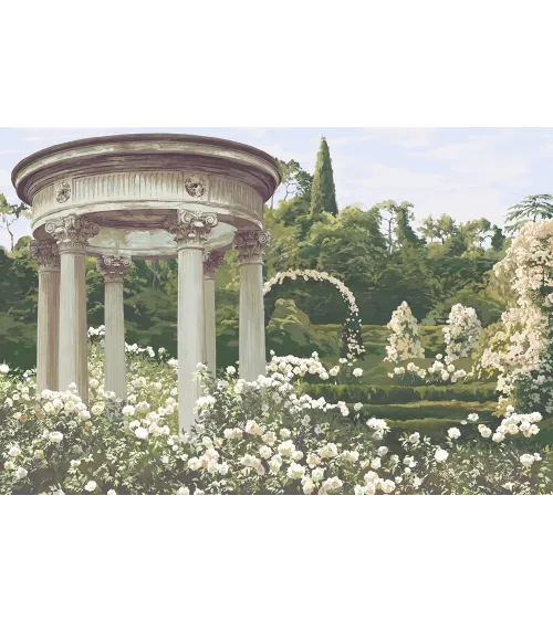 Garden of Serenity – Romantic Garden Mural Wallpaper with Classical Rotunda | ART VISION DECOR