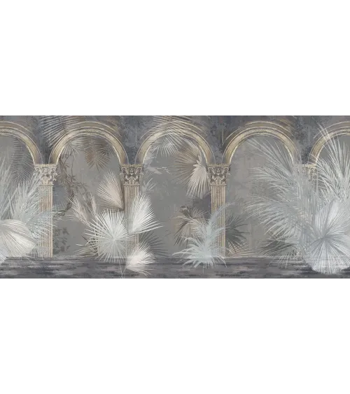 Palms of Arcadia – Tropical Wallpaper with Classical Arches and Palms