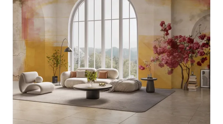 Monica Floral Sunrise Mural Wallpaper – Custom Seamless Design | Art Vision Decor