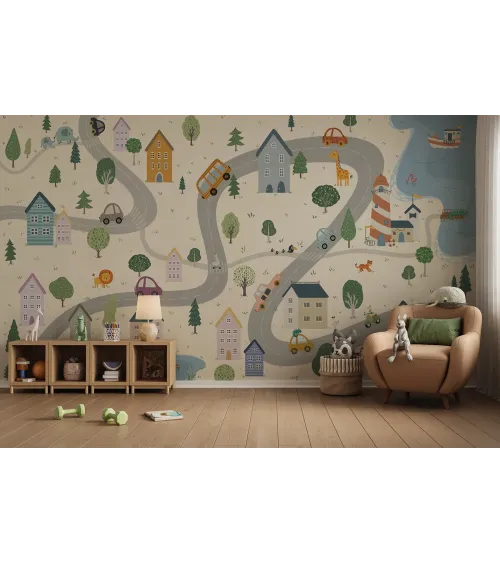 Ferrara – Playful City-Themed Kids Wallpaper | Seamless & Customizable