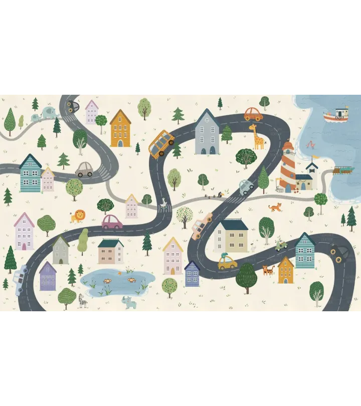 Ferrara – Playful City-Themed Kids Wallpaper | Seamless & Customizable