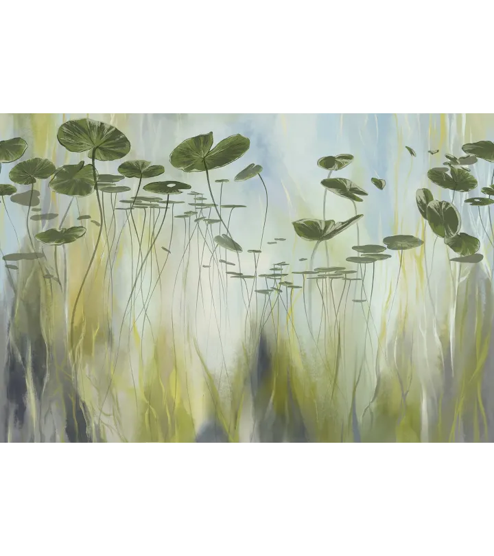 Silent Pond Botanical Mural Wallpaper – Tranquil Nature-Inspired Wall Art | Art Vision Decor