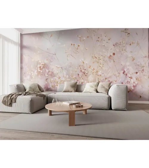 Lunaria – Pastel Dried Flower Wallpaper Mural | Art Vision Decor