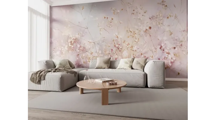 Lunaria – Pastel Dried Flower Wallpaper Mural | Art Vision Decor