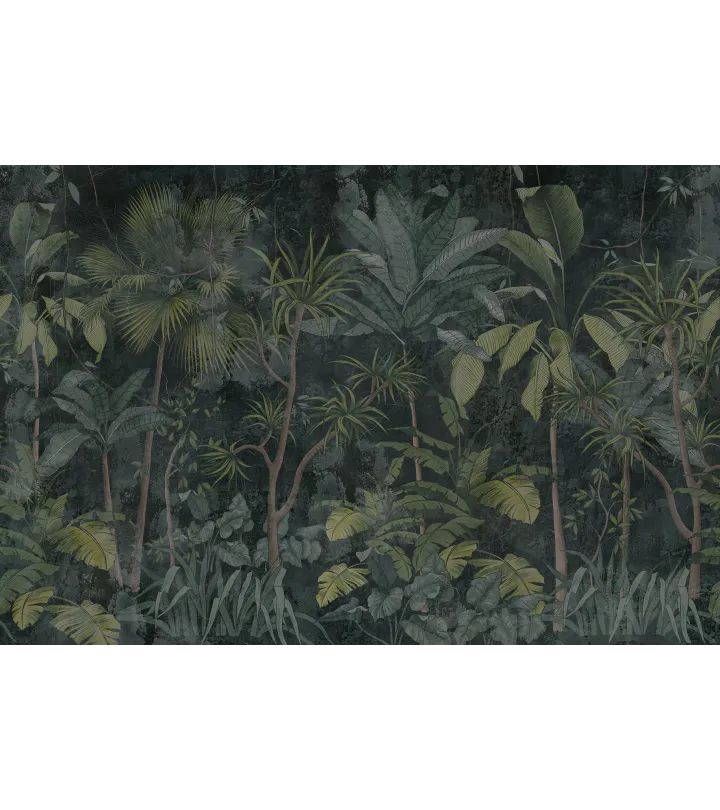 Urban Jungle — Tropical Wallpaper with Concrete Texture | Art Vision Decor