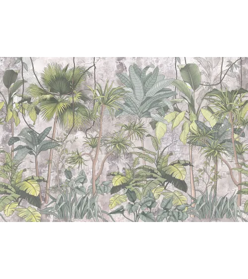 Urban Jungle — Tropical Wallpaper with Concrete Texture | Art Vision Decor