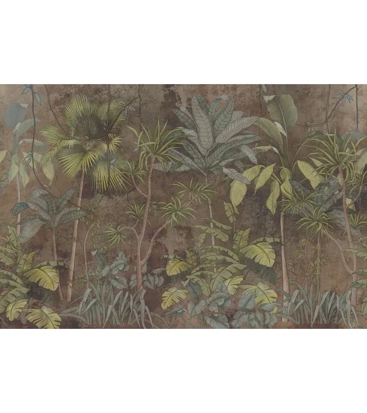 Urban Jungle — Tropical Wallpaper with Concrete Texture | Art Vision Decor