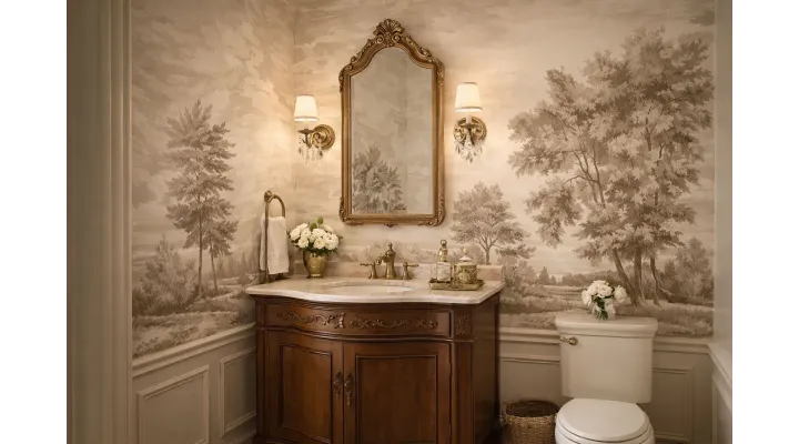 Breath of Mist Custom Scenic Wallpaper | Sepia Landscape Wall Mural from Art Vision Decor