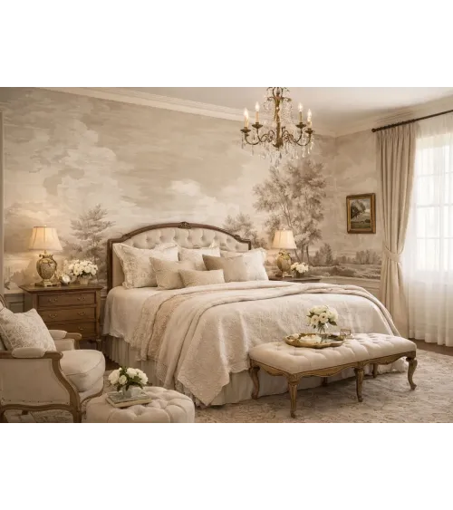 Breath of Mist Custom Scenic Wallpaper | Sepia Landscape Wall Mural from Art Vision Decor
