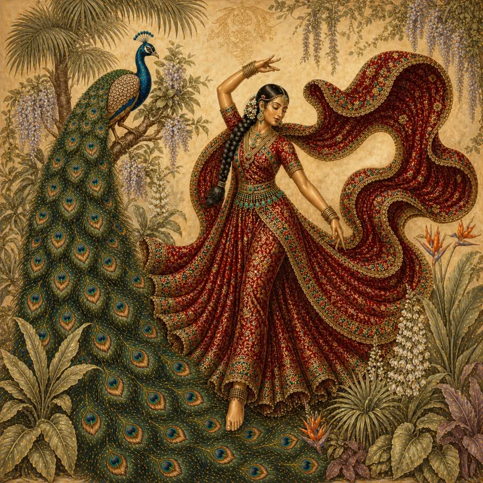 Maharani's Paradise Custom Wallpaper Mural | Luxury Peacock Wall Mural