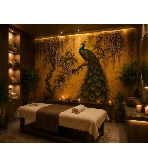 Peacock Wallpaper Mural | Luxury Indian Inspired Wall Mural | Maharanis Paradise