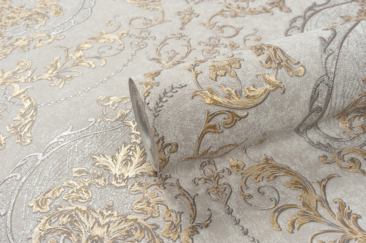 Vinyl Foam wallpaper on non-woven base Vinil Malena DHV-1484/2 Golden Brown 10,05 x 1,06 m