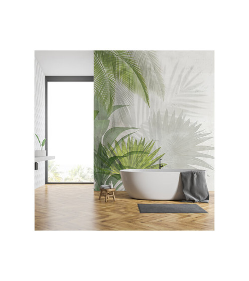 Exotic Leaves Shadow – Custom Tropical Leaf Wallpaper for Modern Interiors