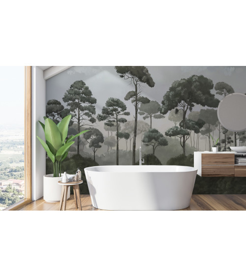 Oil Forest Wallpaper – Custom Seamless Forest Mural for Serene Interiors | Art Vision Decor