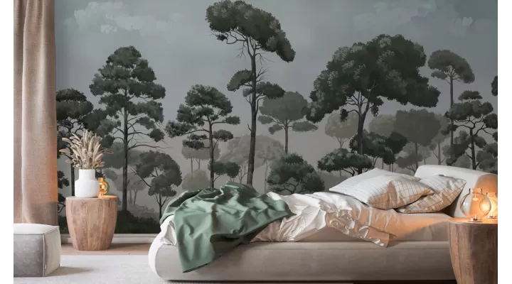 Oil Forest Wallpaper – Custom Seamless Forest Mural for Serene Interiors | Art Vision Decor