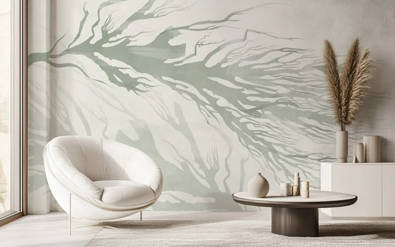 Messina Wallpaper - Elegant Gray and Green Abstract Design | Art Vision Decor