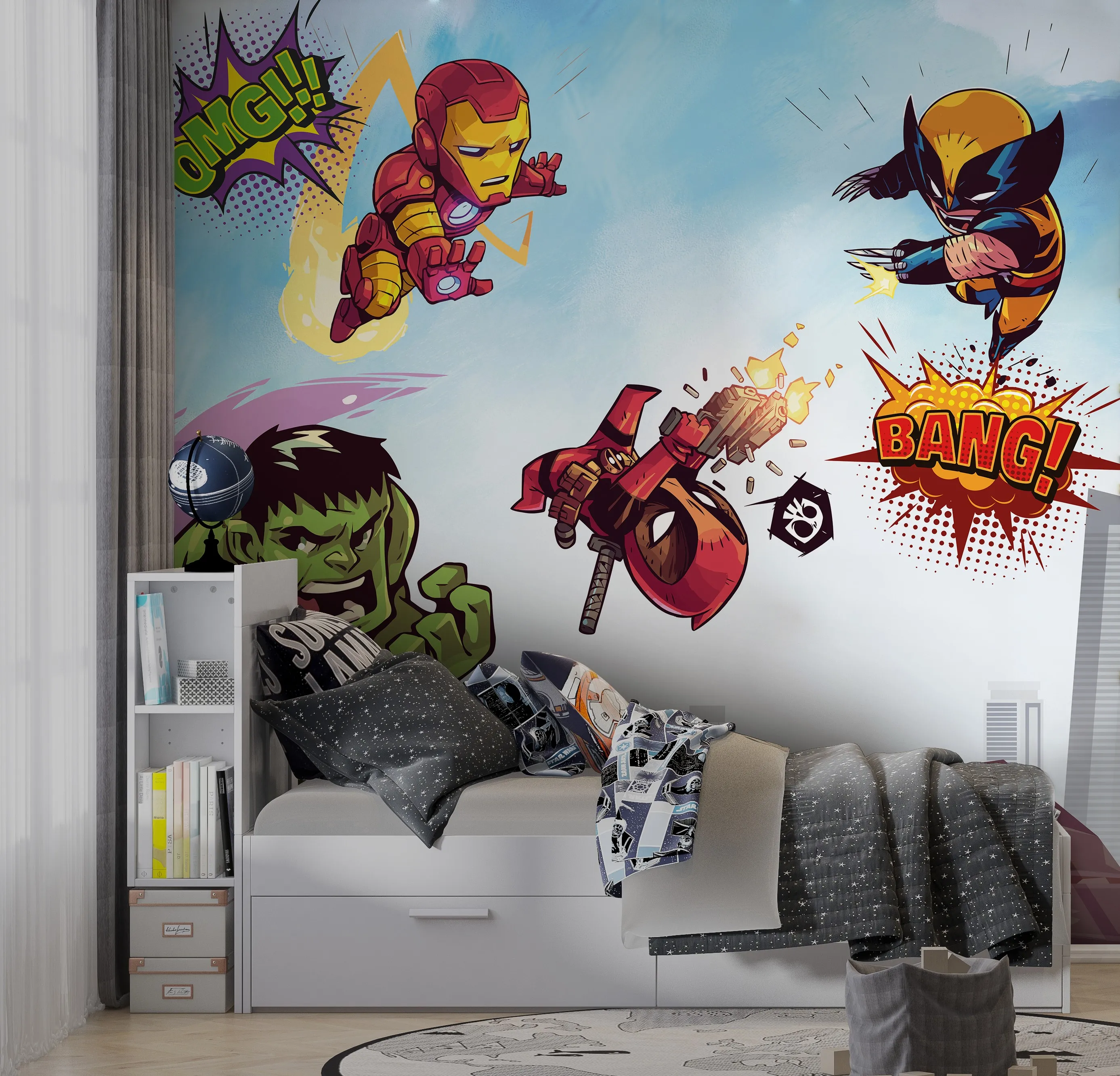 Superhero 3 Large Kids Wallpaper – Wallpapers for a True Hero's Room!