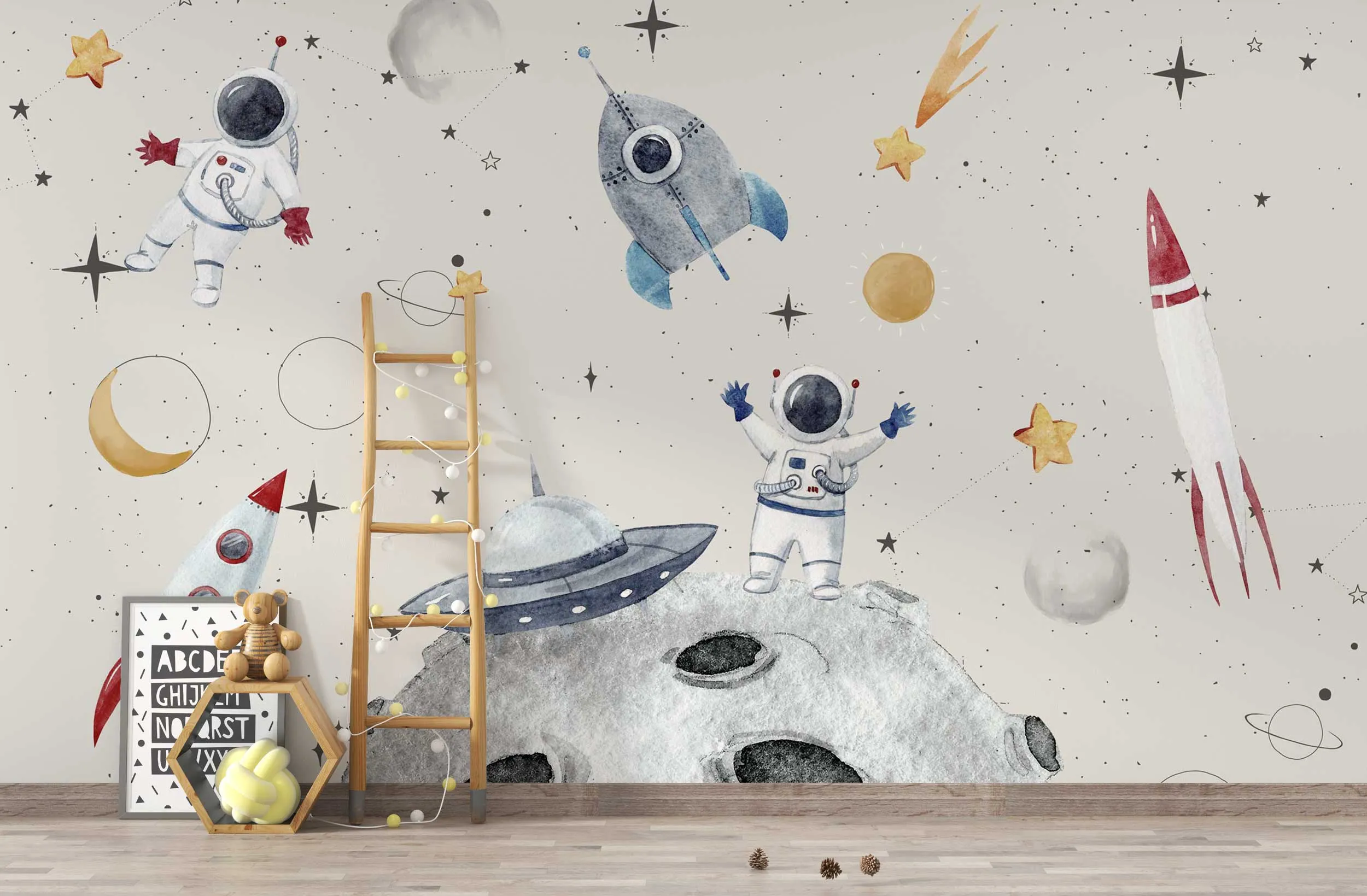 Galactic Journey – Space-Themed Wide-Format Wallpaper for Kids