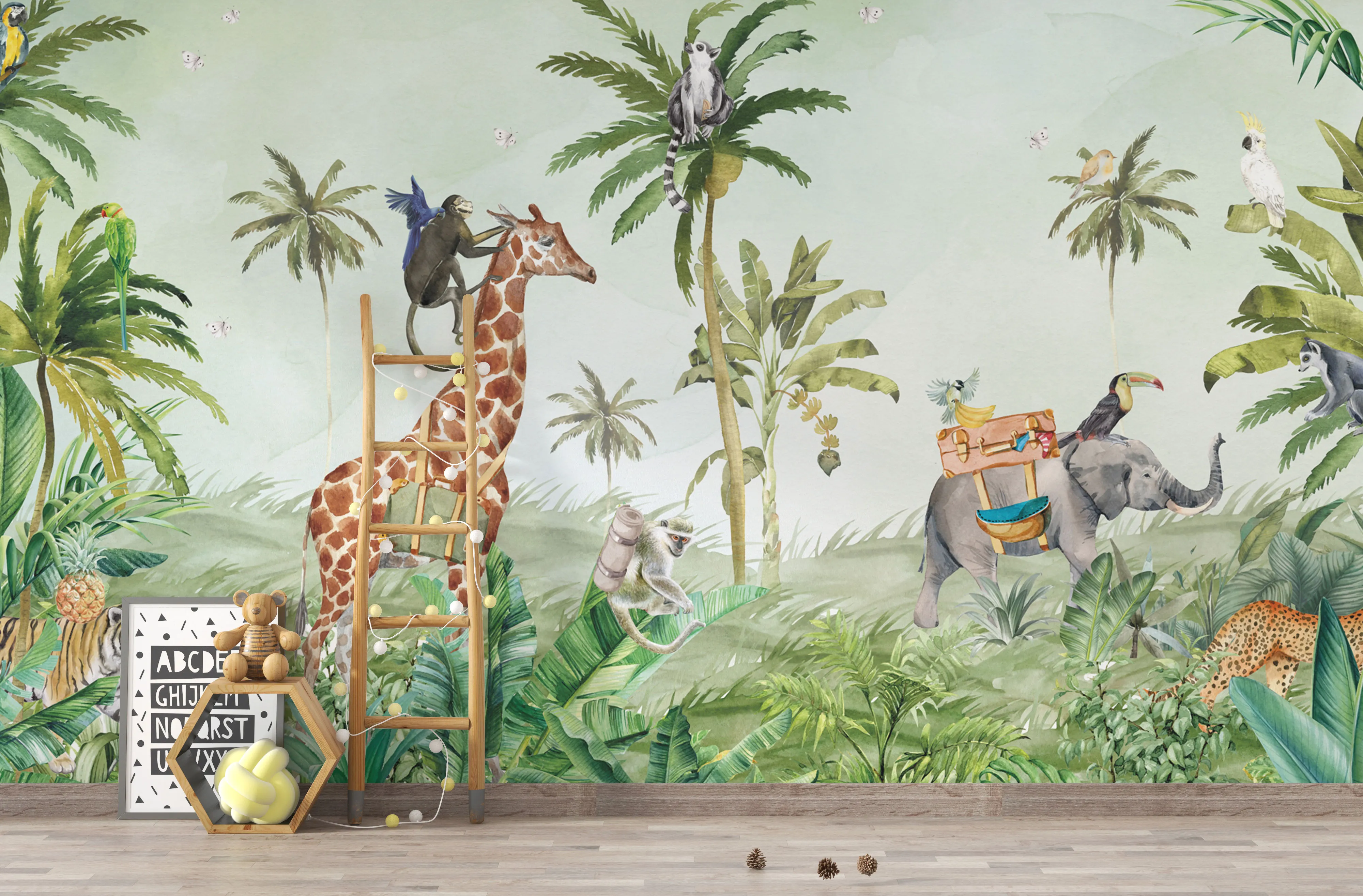 Roaring Safari – Jungle Animal Mural for Kids | Art Vision Decor
