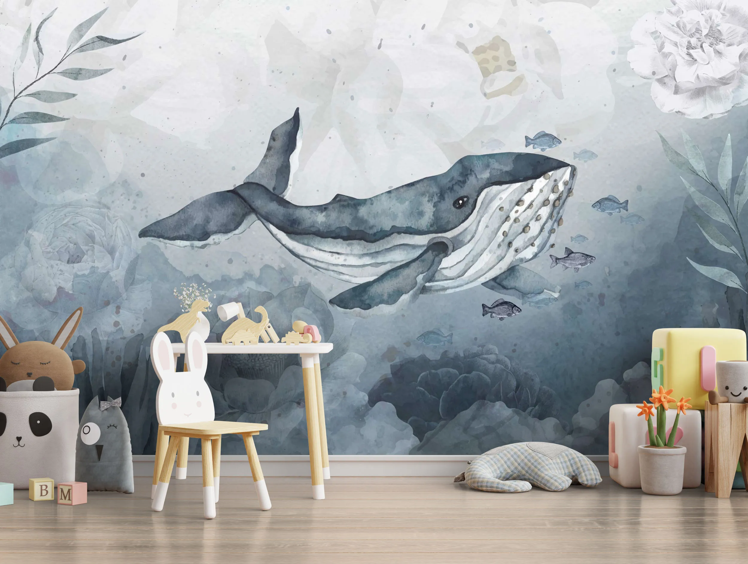 Ocean Majesty – Serene Whale Wallpaper | Art Vision Decor