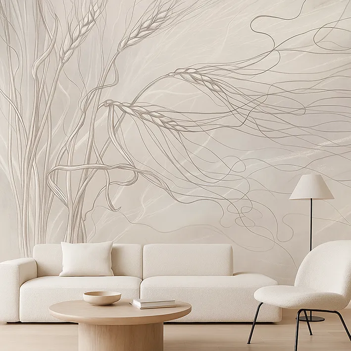 Golden Flow – Elegant Wallpaper with Grain-Inspired Graphics | ART VISION DECOR