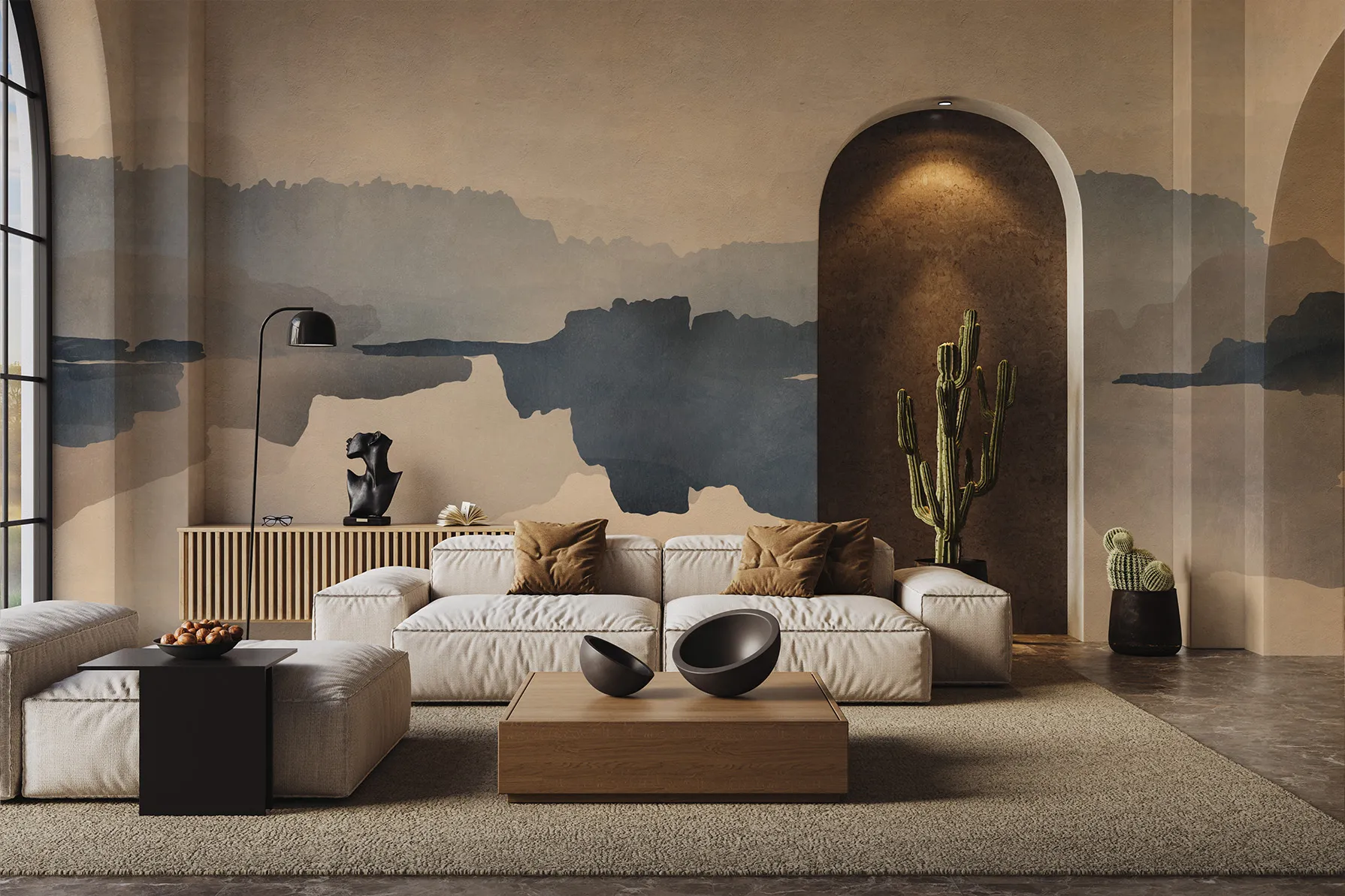 Monte Soprano Custom Seamless Wallpaper – Zen-Inspired Elegance for Serene Interiors