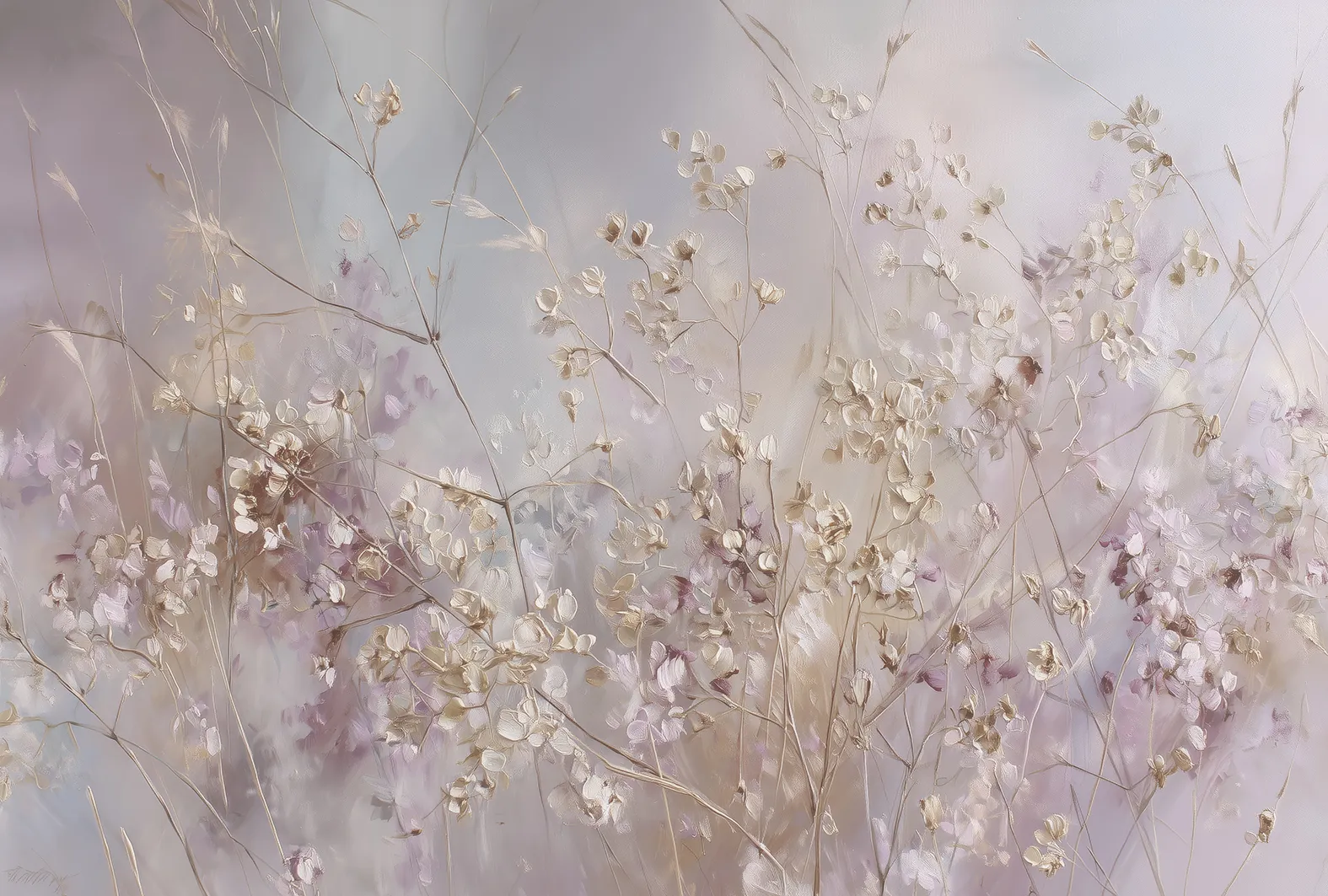 Lunaria – Pastel Dried Flower Wallpaper Mural | Art Vision Decor