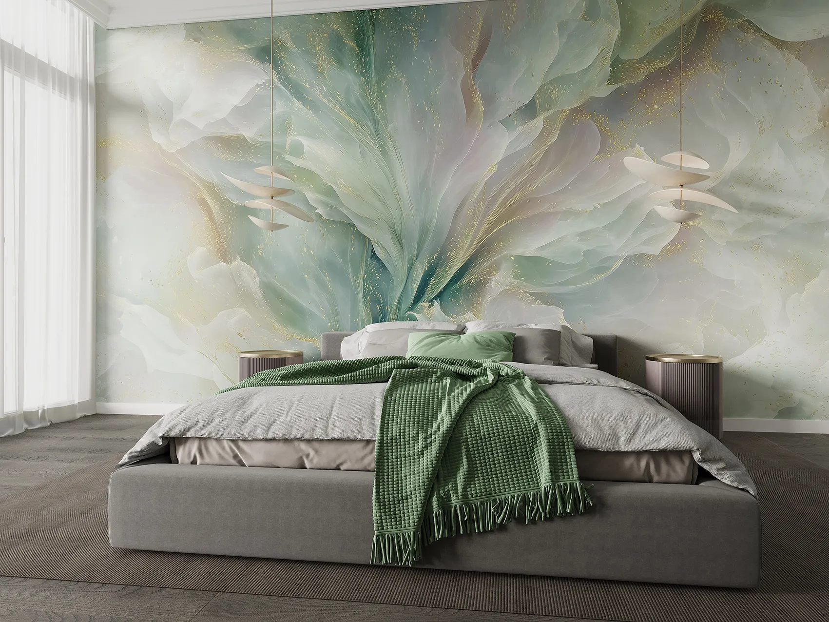 Ethereal Veil – Seamless Flowing Petal Wallpaper | Art Vision Decor