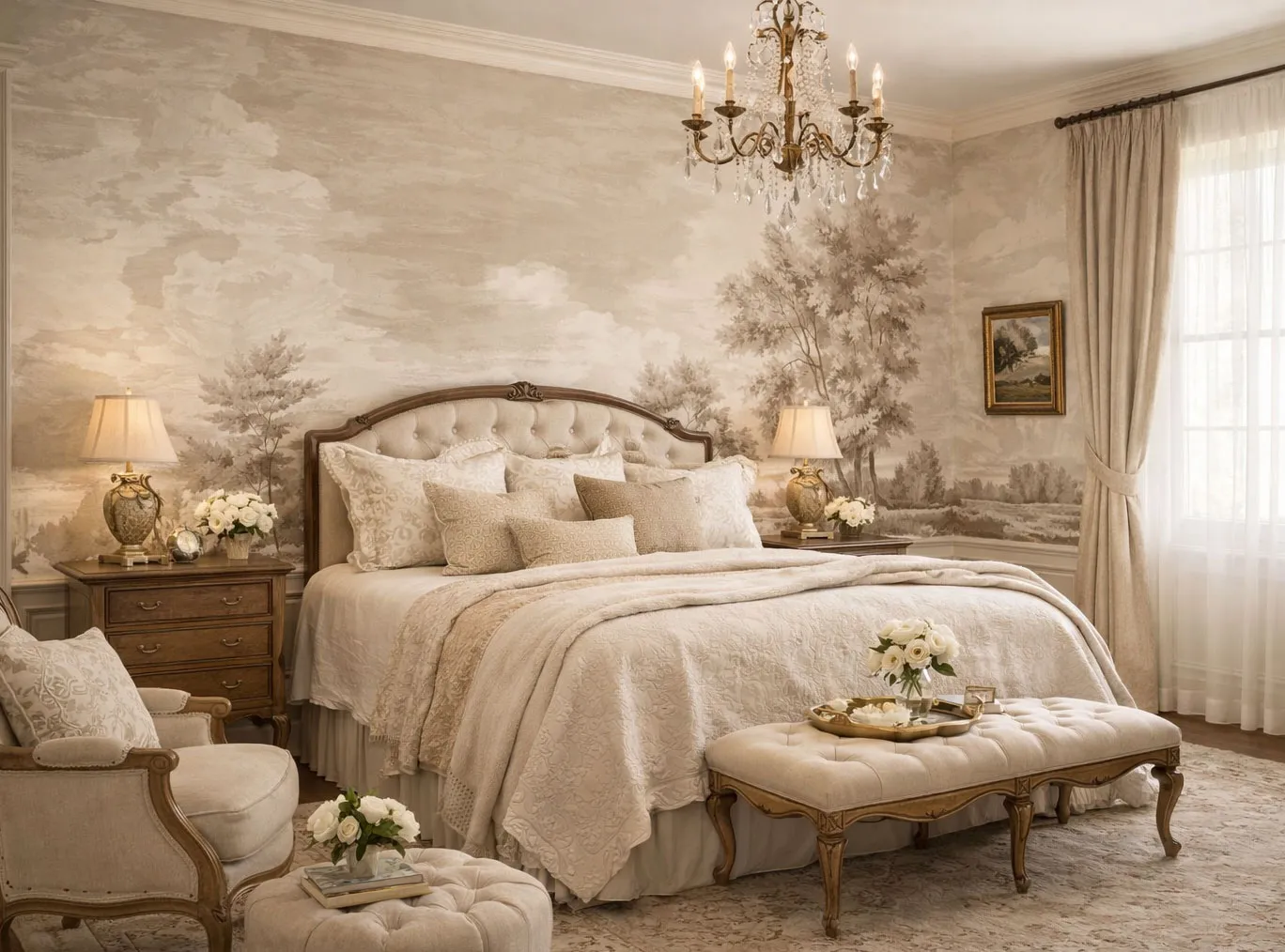 Breath of Mist Custom Scenic Wallpaper | Sepia Landscape Wall Mural from Art Vision Decor