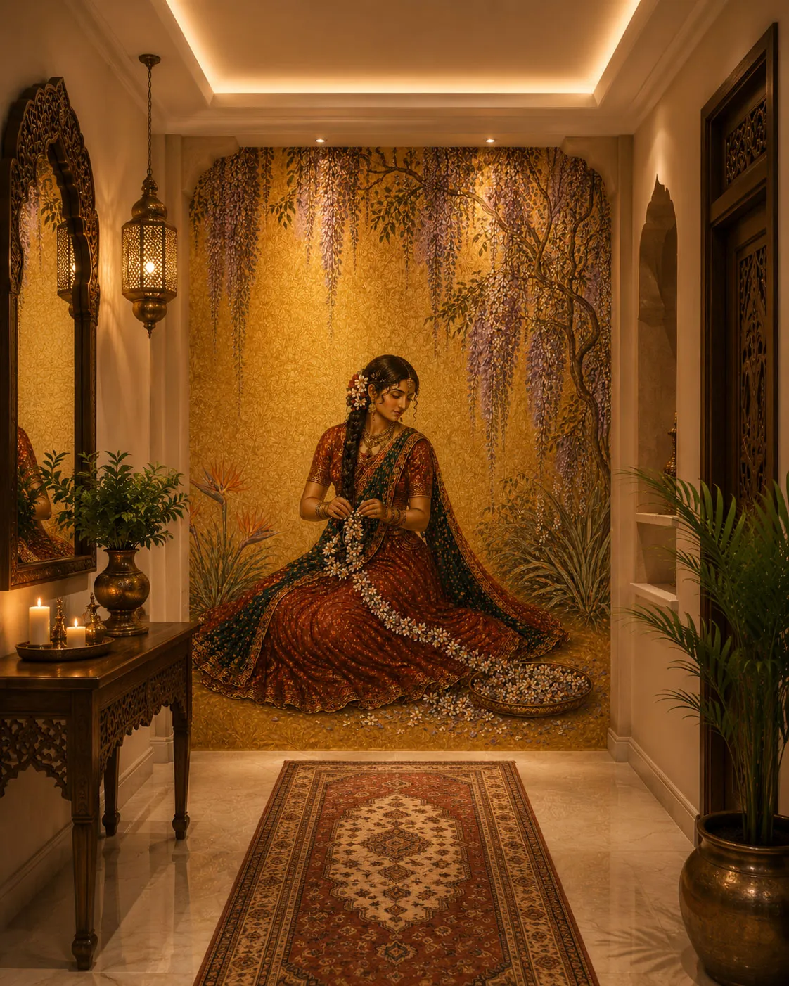 Maharani's Paradise 4 Luxury Indian Wallpaper Mural for Bedrooms Spa and Dressing Rooms