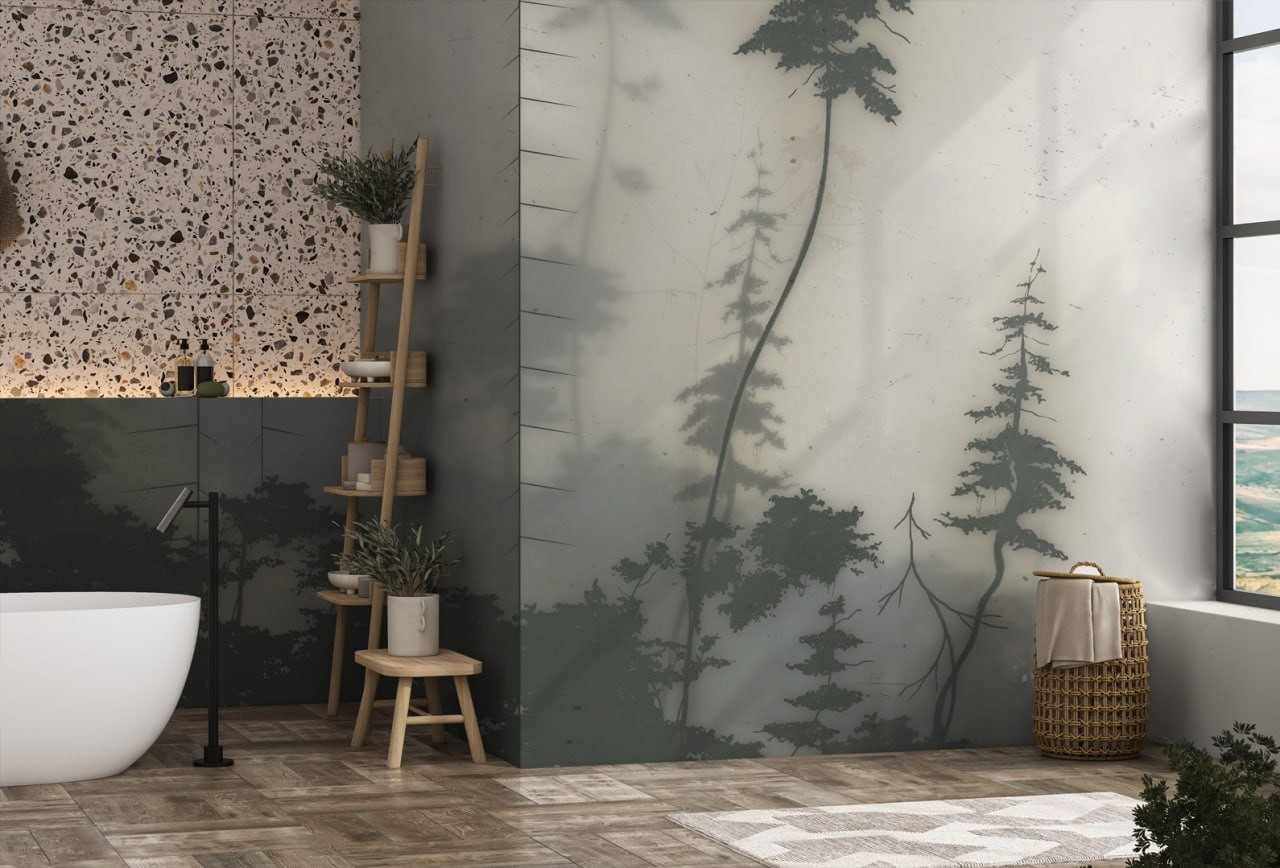 Mystical Forest: Foggy Forest Wallpaper with Tall Spruces