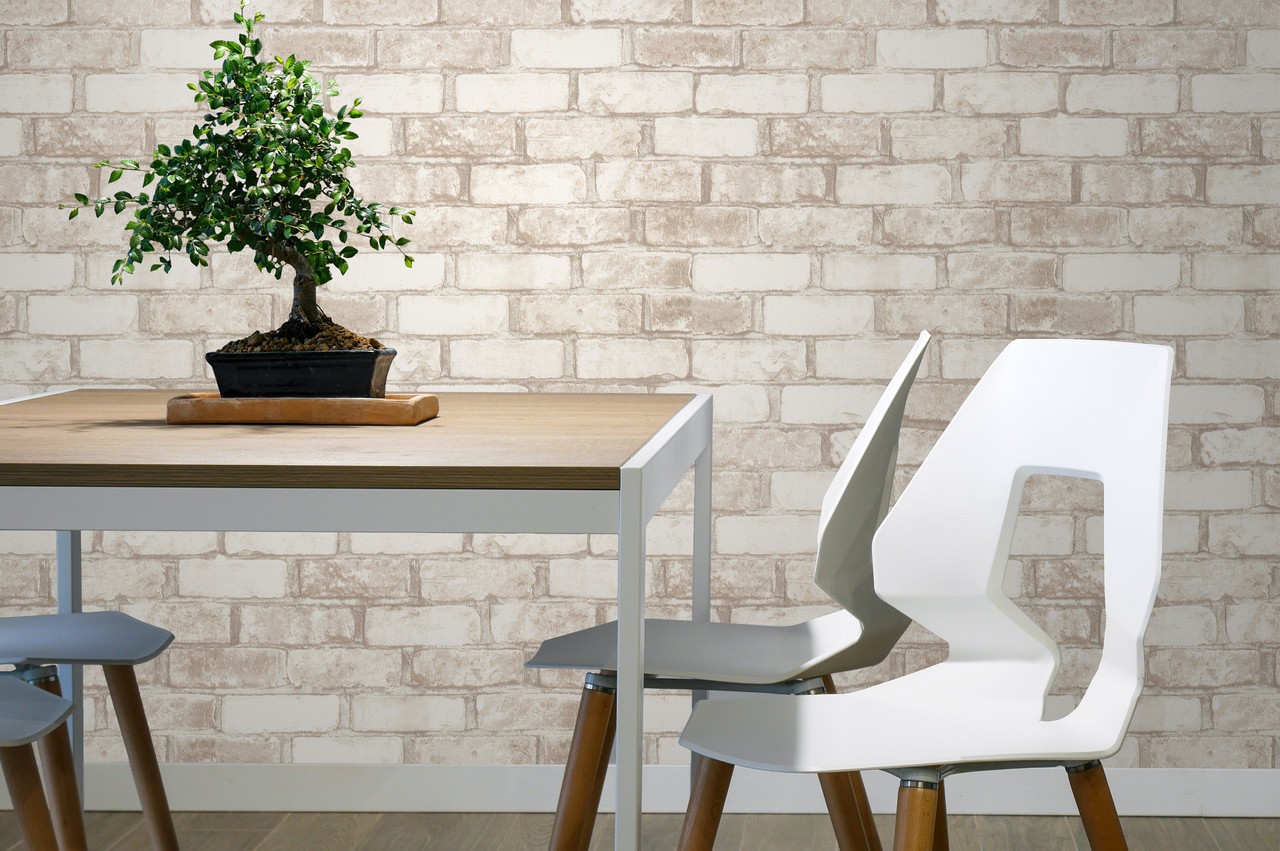 Hot Embossed wallpaper on Non-Woven Base Vinil Brick SHT 2-1358 Beige-gray 10,05 x 1,06 m