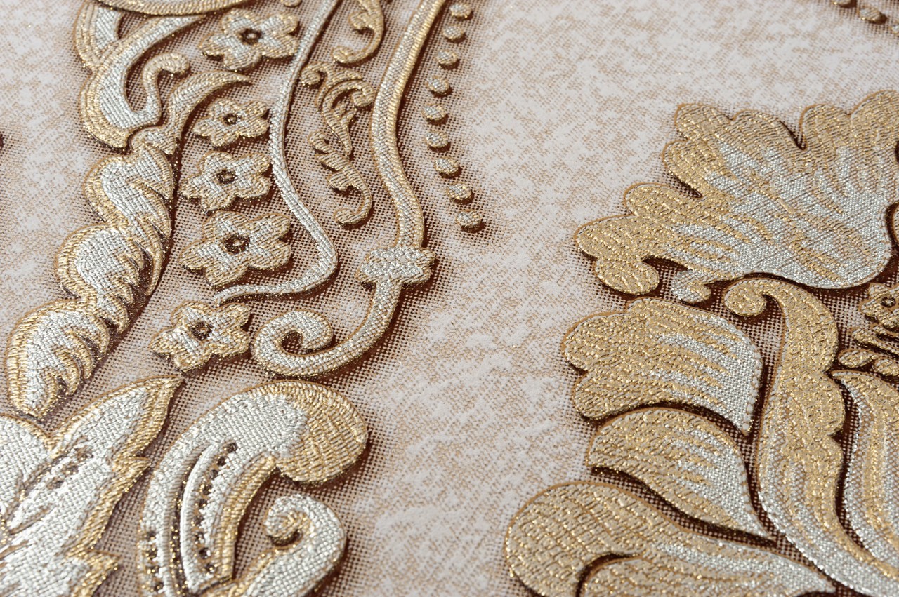 Vinyl Foam wallpaper on non-woven base Vinil Charlotte DHV-1196/1 Light Gold Silver 10,05 x 1,06