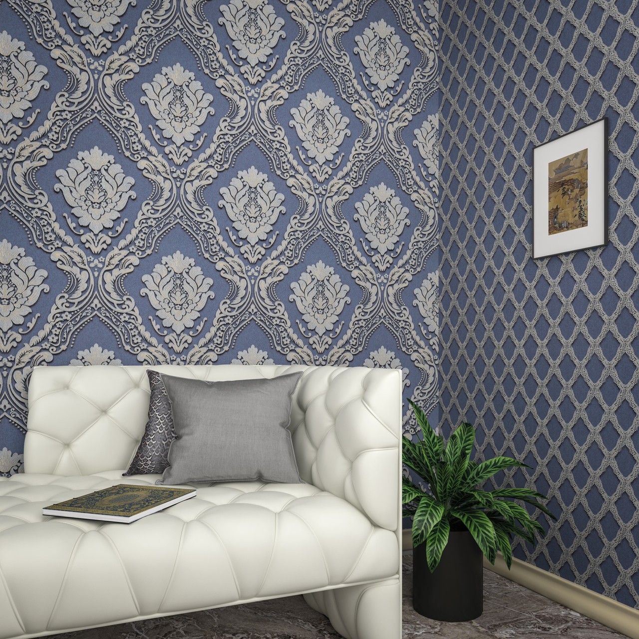 Vinyl Foam wallpaper on non-woven base Vinil Charlotte DHV-1196/1 Light Gold Silver 10,05 x 1,06