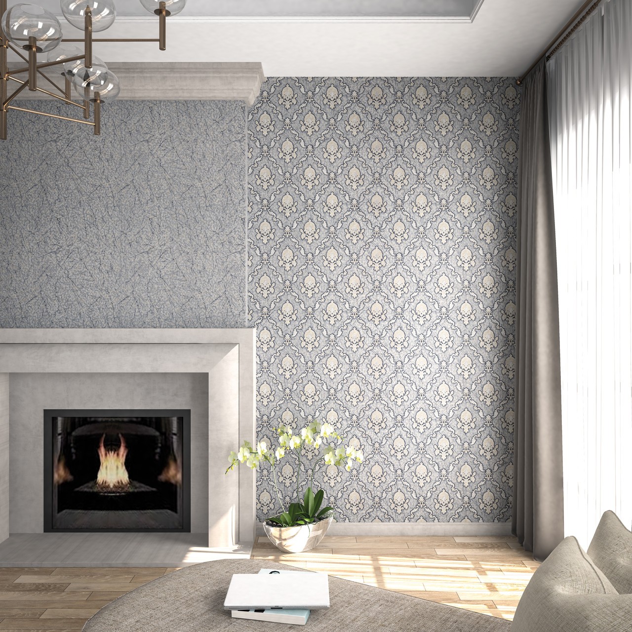 Vinyl Foam wallpaper on non-woven base Vinil Klein  DHS-1413/5 Dark Gray 10,05 x 1,06 m
