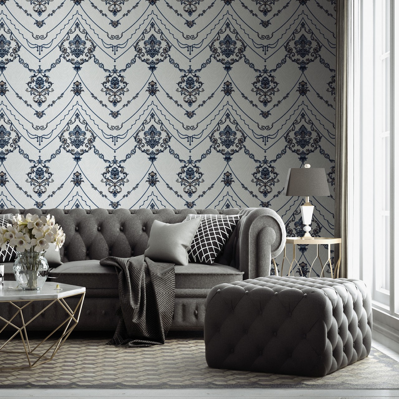 Vinyl Foam wallpaper on non-woven base Vinil Lankaran  DHS-1416/8 Light Brown 10,05 x 1,06 m