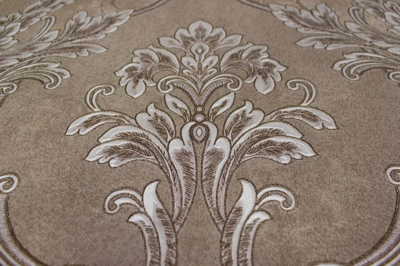 Hot Embossed wallpaper on Non-Woven Base Vinil Arona VIP6-1035 Dark-Beige 10,05 x 1,06 m