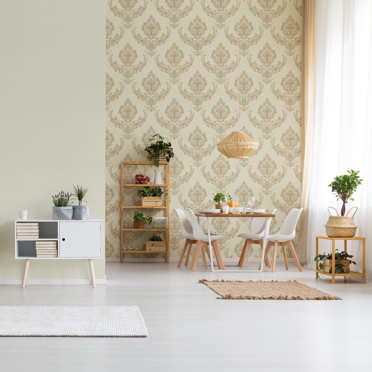 Hot Embossed wallpaper on Non-Woven Base Vinil Mersin PVIP 5-0871 Beige-Brown 10,05 x 1,06 m
