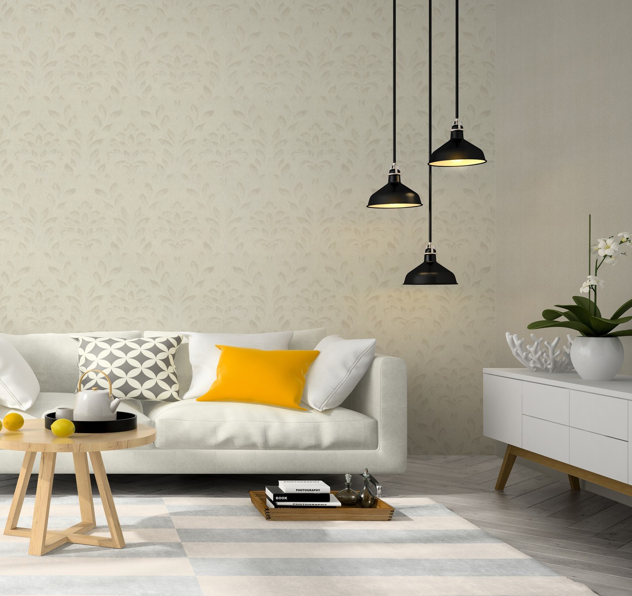 Hot Embossed wallpaper on Non-Woven Base Vinil Rima TFSH 3-1435 Light-Beige 10,05 x 1,06 m