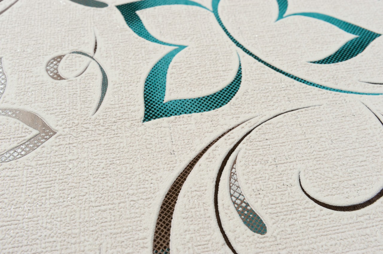 Vinyl Foam wallpaper on paper backing Vinil Delight WKV 3-1226 Gray-Turquoise 10,05 x 0,53 m